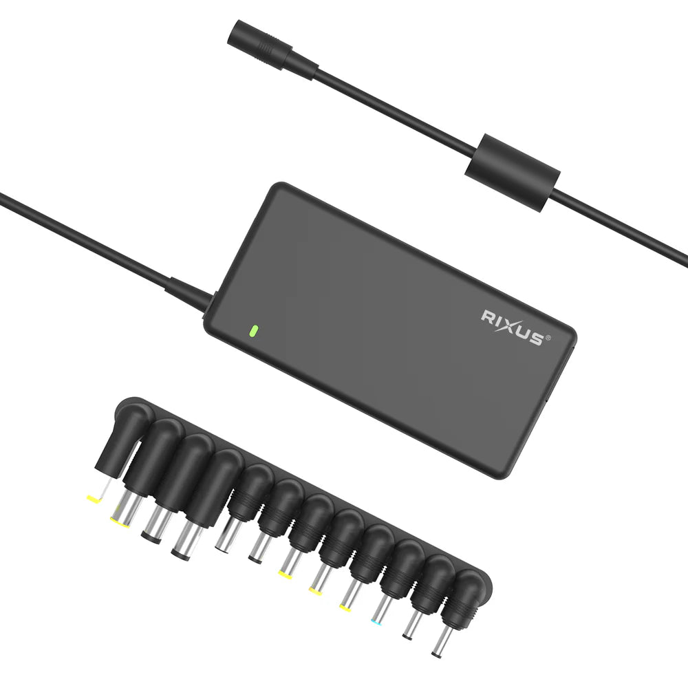 Rixus RXLC09 Universal Laptop Ladegerät 90W mit 12 Wechselsteckern – Schwarz