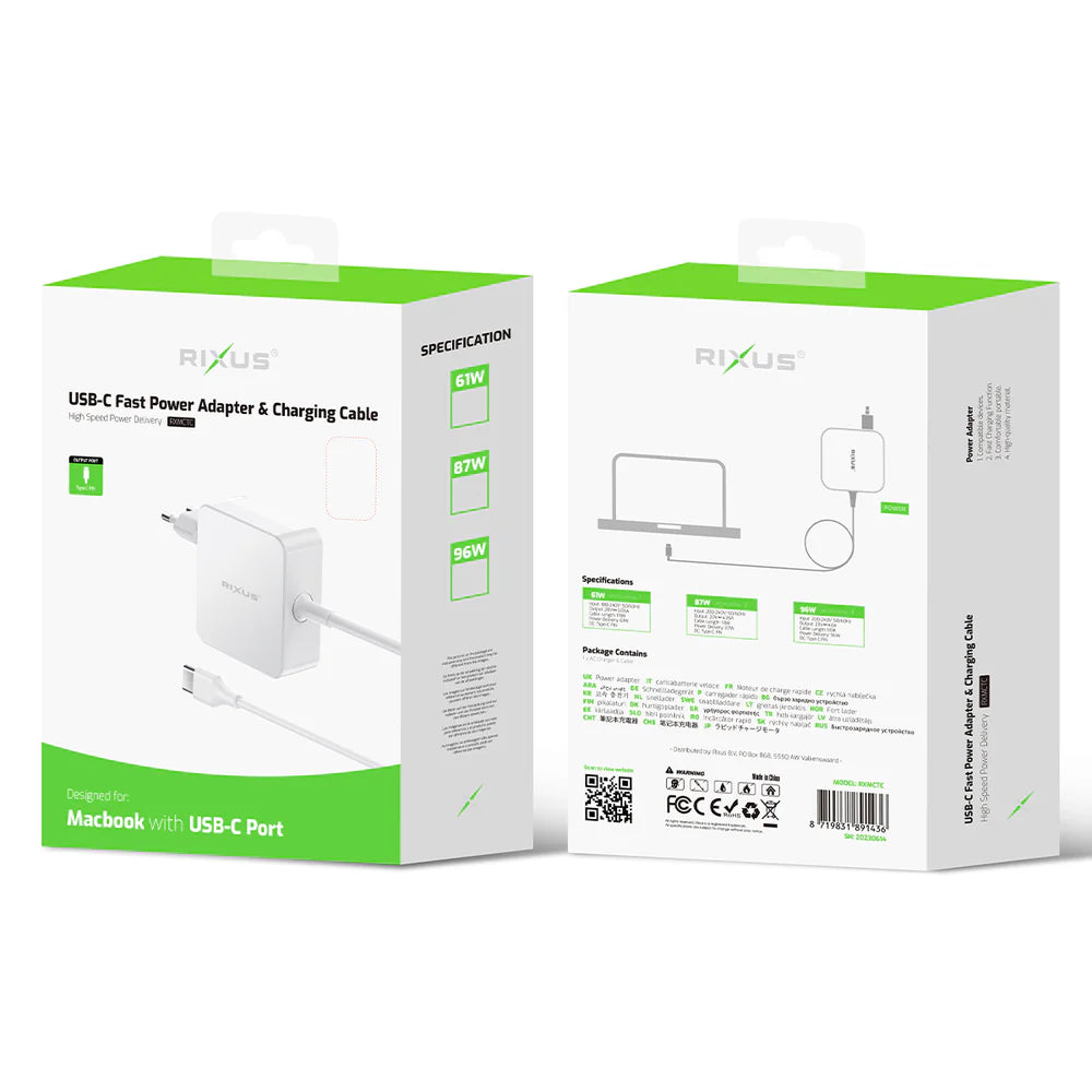 Rixus RXMCTC USB-C Ladegeraet für MacBook inkl. Ladekabel