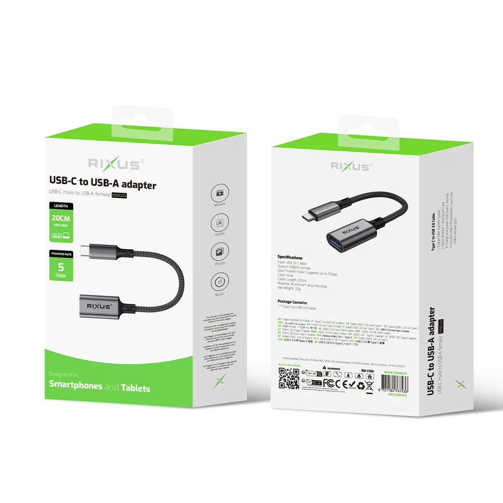 Rixus RXMU24 USB-C zu USB-A 3.0 Adapter – Schnell & Vielseitig