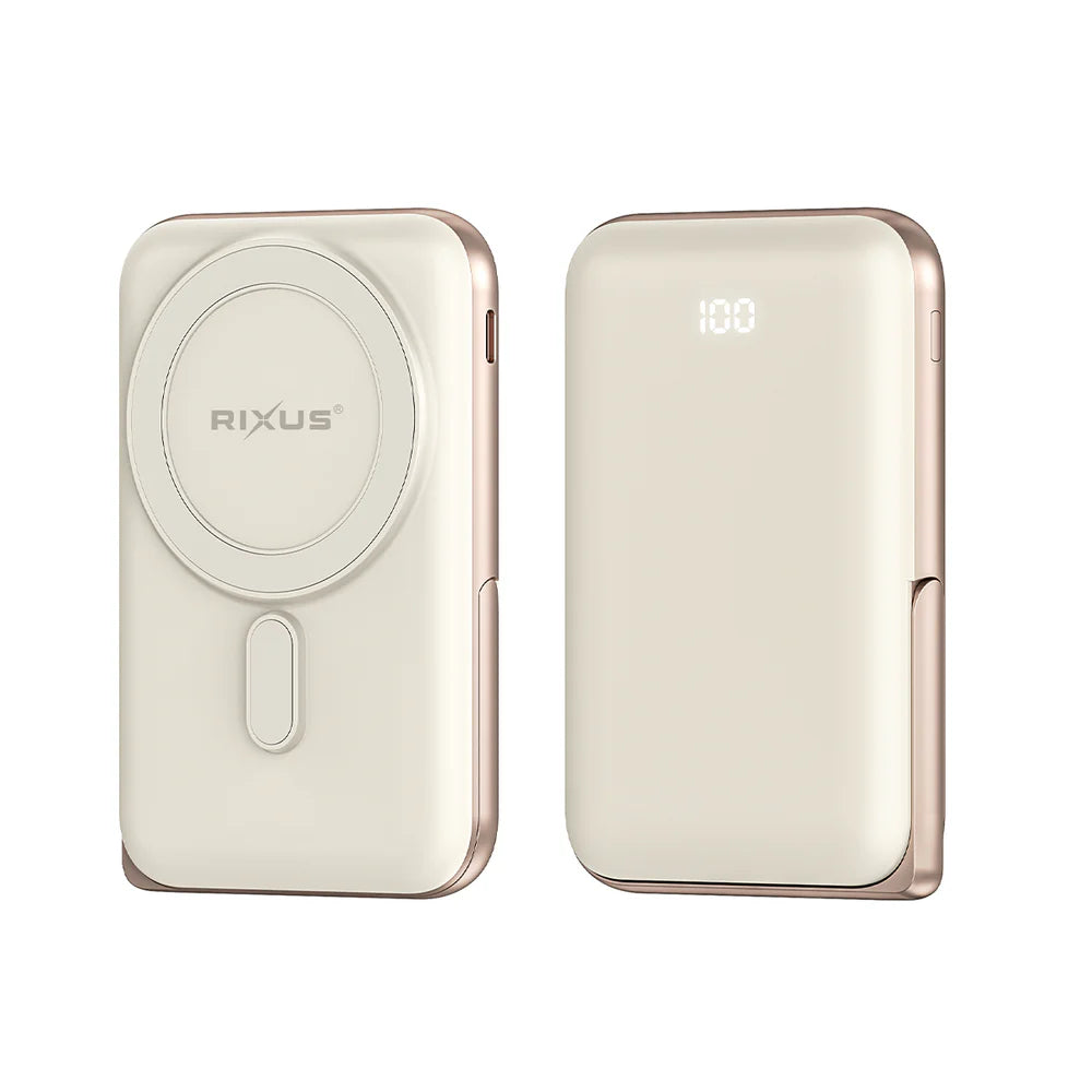 Rixus RXPB37 10.000 mAh Magnetische Powerbank – Mit Klappständer – Rosegold