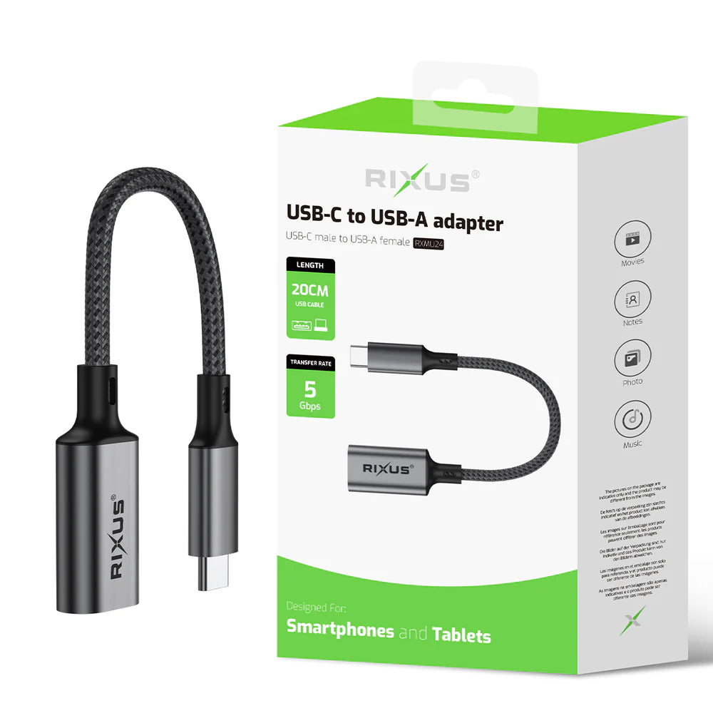 Rixus RXMU24 USB-C zu USB-A 3.0 Adapter – Schnell & Vielseitig