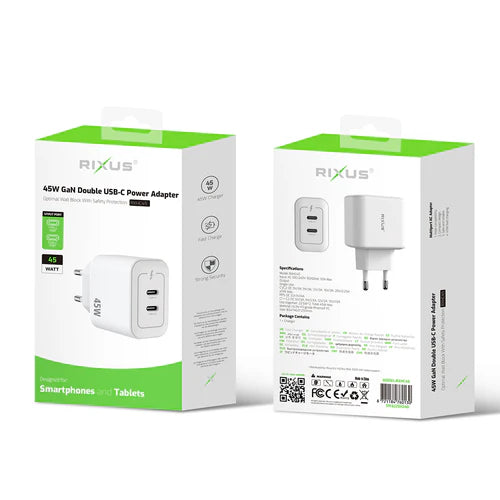 Rixus RXHC45 45W GaN Doppel-USB-C Netzadapter