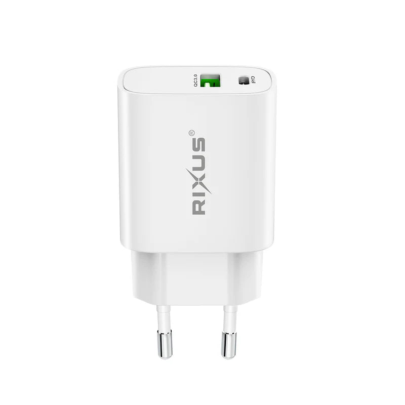 20W Schnellladegeraet – QC 3.0 & USB-C PD mit Doppelanschluss, Weiss