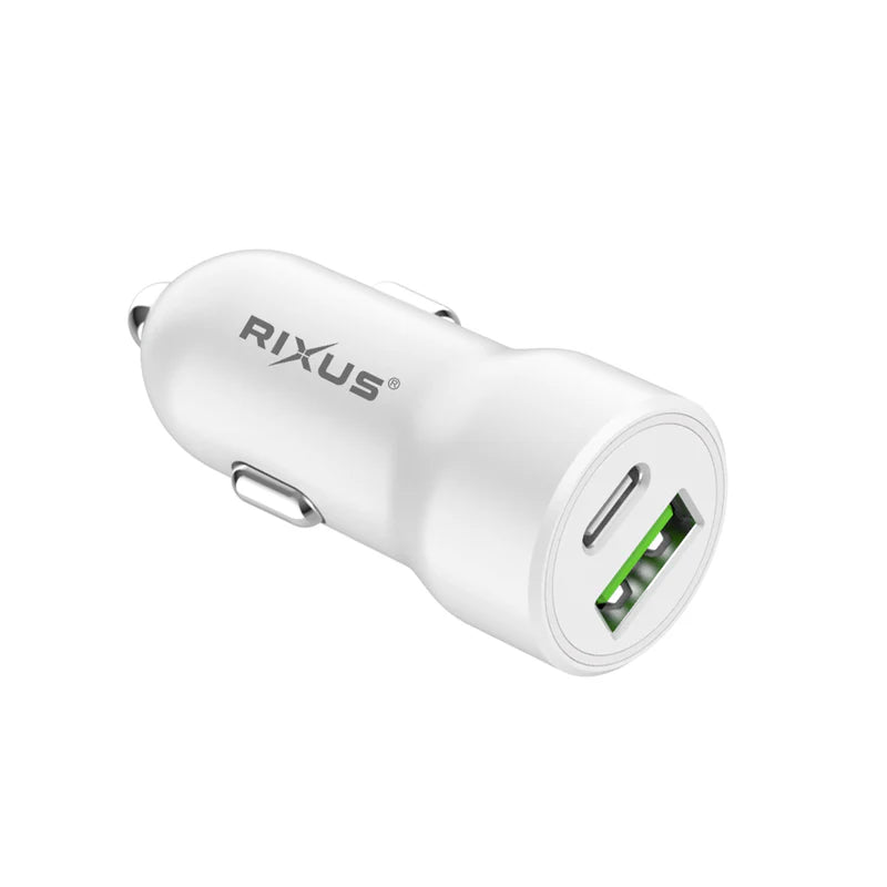 RIXUS – 38W Super-Schnell Auto Ladegerät | PD + QC 3.0 | Dual USB & Type-C Ports