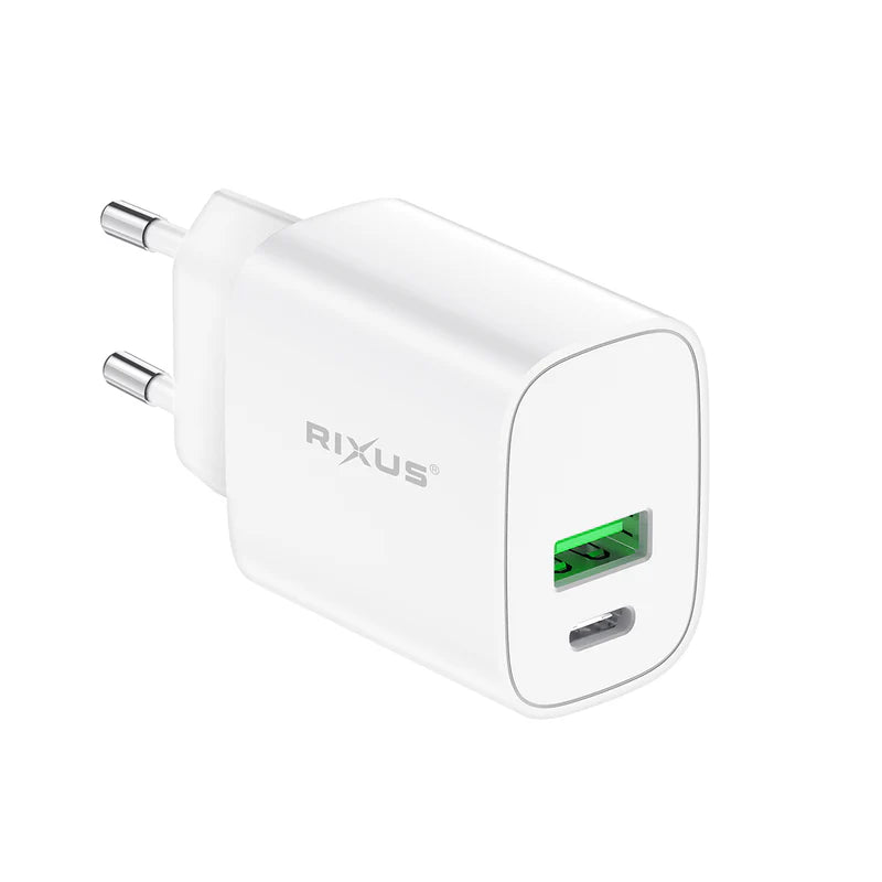 20W Schnellladegeraet – QC 3.0 & USB-C PD mit Doppelanschluss, Weiss