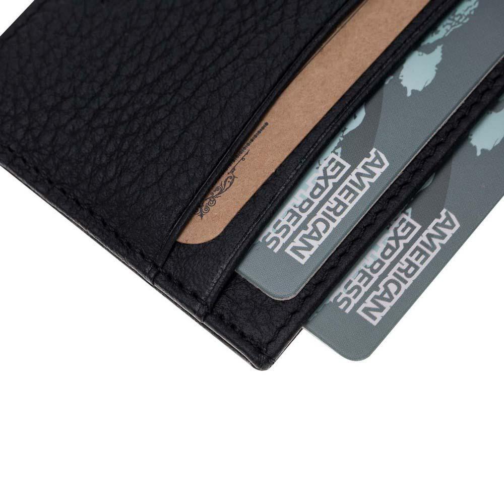 Leder Kreditkarteninhaber Floater Schwarz