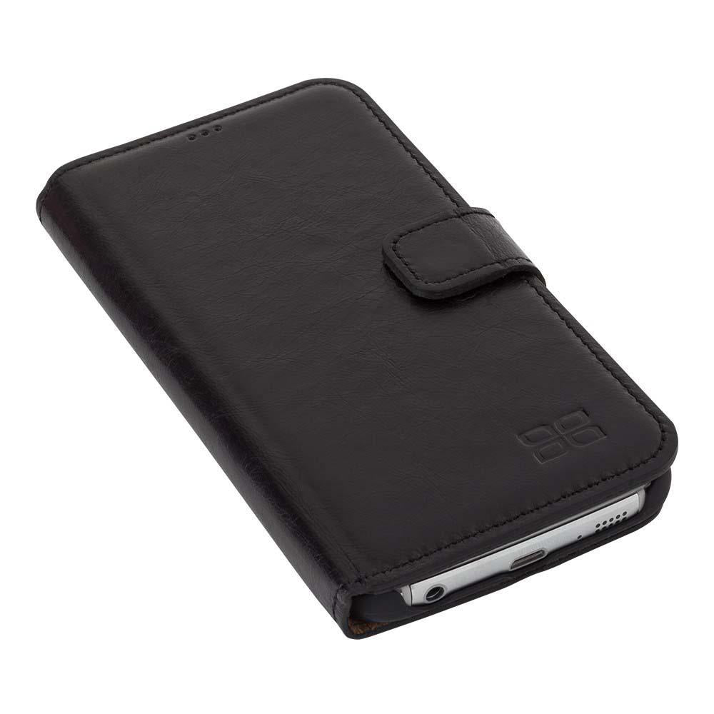 Geldbörsen Folio Kasten mit ID Slot für Samsung Galaxy S6 Rand Rustikal Schwarz