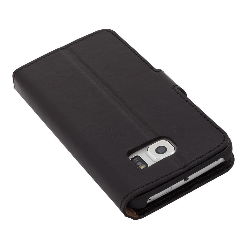 Geldbörsen Folio Kasten mit ID Slot für Samsung Galaxy S6 Rand Rustikal Schwarz