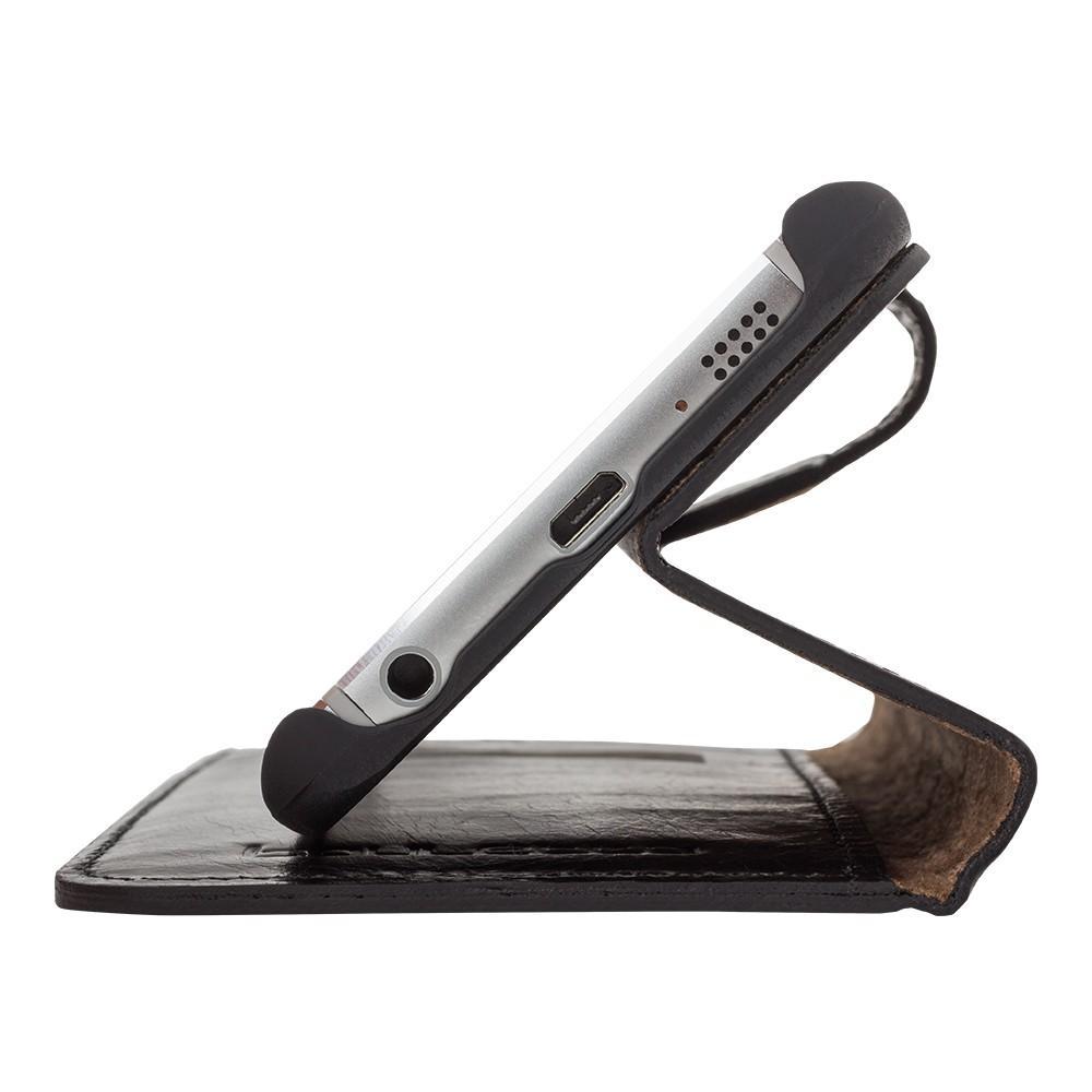 Geldbörsen Folio Kasten mit ID Slot für Samsung Galaxy S6 Rand Rustikal Schwarz