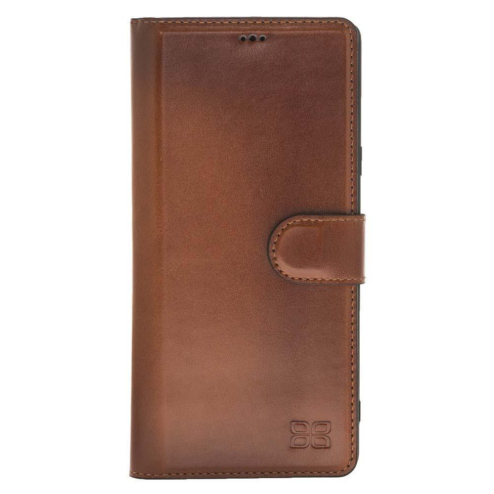 Magnetische Abnehmbare Leder Mappen Kasten für Samsung Anmerkung 9 Rustikal Brüniert Bräunen