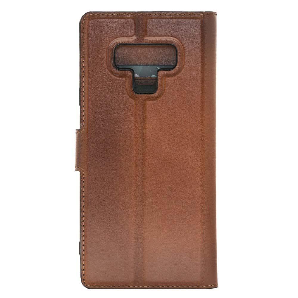 Magnetische Abnehmbare Leder Mappen Kasten für Samsung Anmerkung 9 Rustikal Brüniert Bräunen