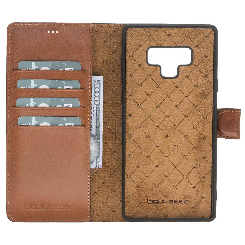 Magnetische Abnehmbare Leder Mappen Kasten für Samsung Anmerkung 9 Rustikal Brüniert Bräunen