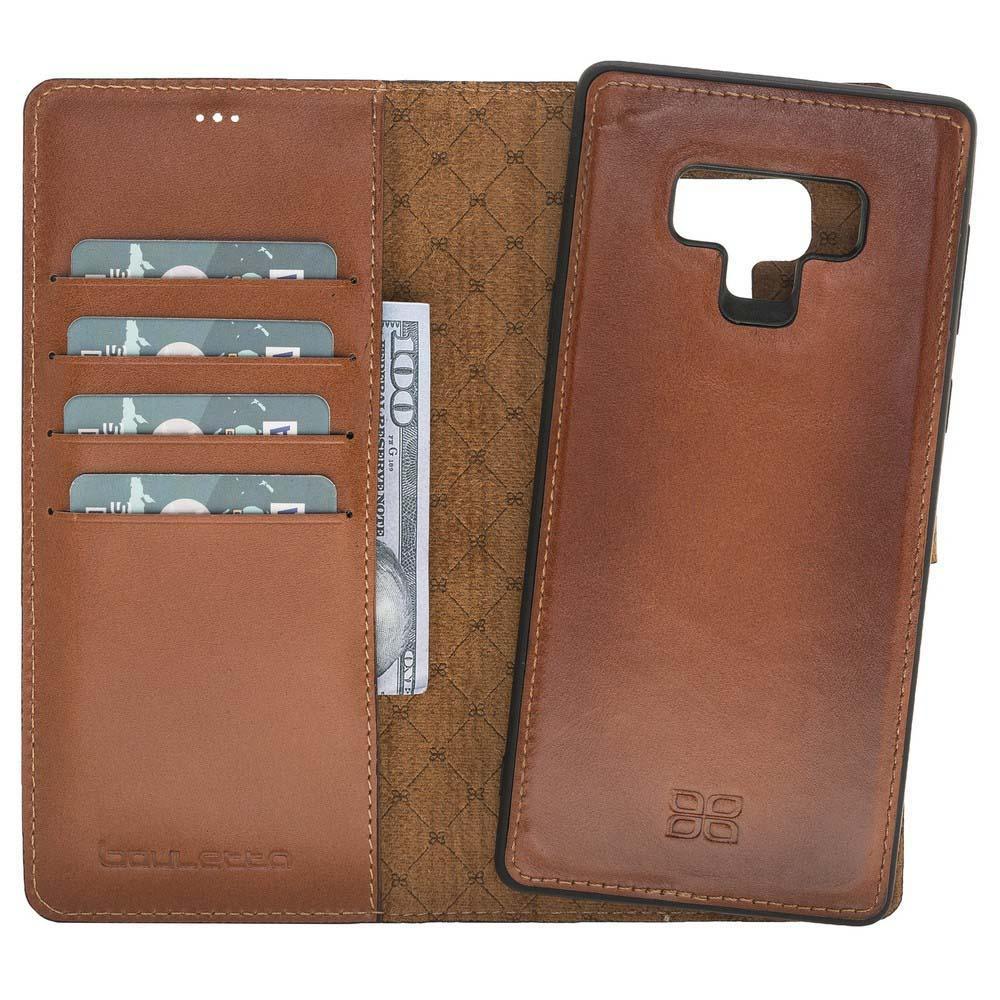 Magnetische Abnehmbare Leder Mappen Kasten für Samsung Anmerkung 9 Rustikal Brüniert Bräunen