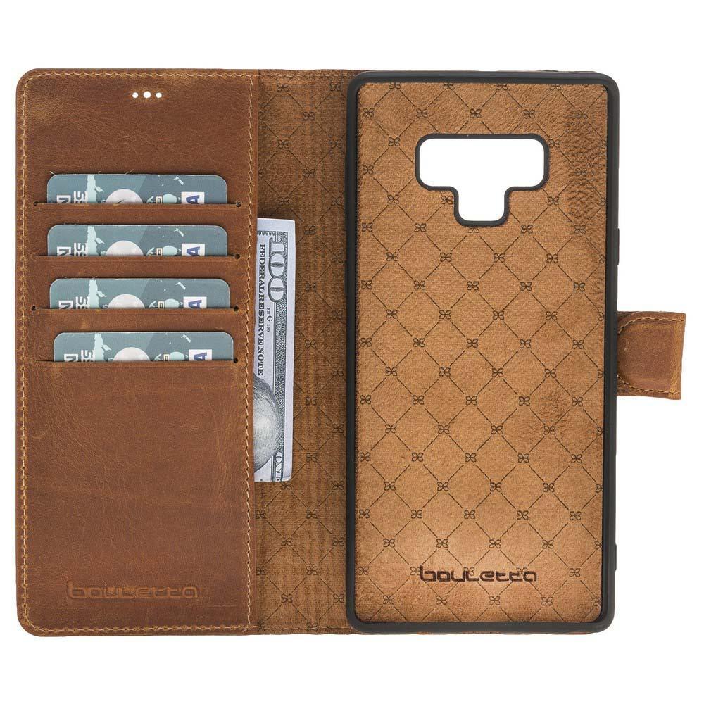 Magnetische Abnehmbare Leder Mappen Kasten für Samsung Anmerkung 9 Posse Bräunen