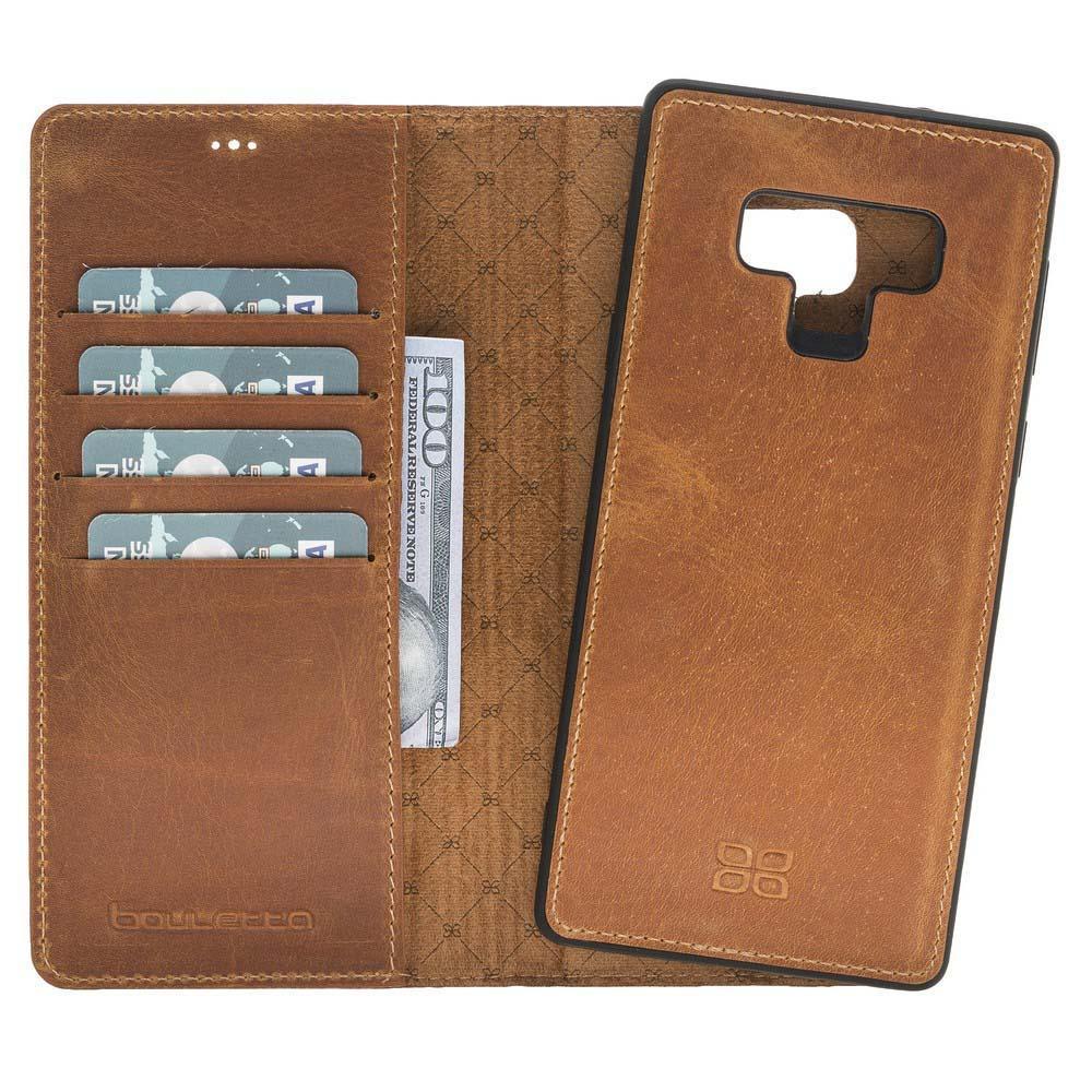 Magnetische Abnehmbare Leder Mappen Kasten für Samsung Anmerkung 9 Posse Bräunen