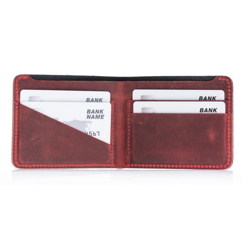 Zwei Farben Thin Leder Mappe Schwarz Rot