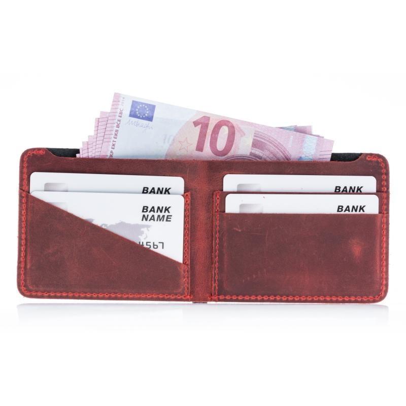 Zwei Farben Thin Leder Mappe Schwarz Rot