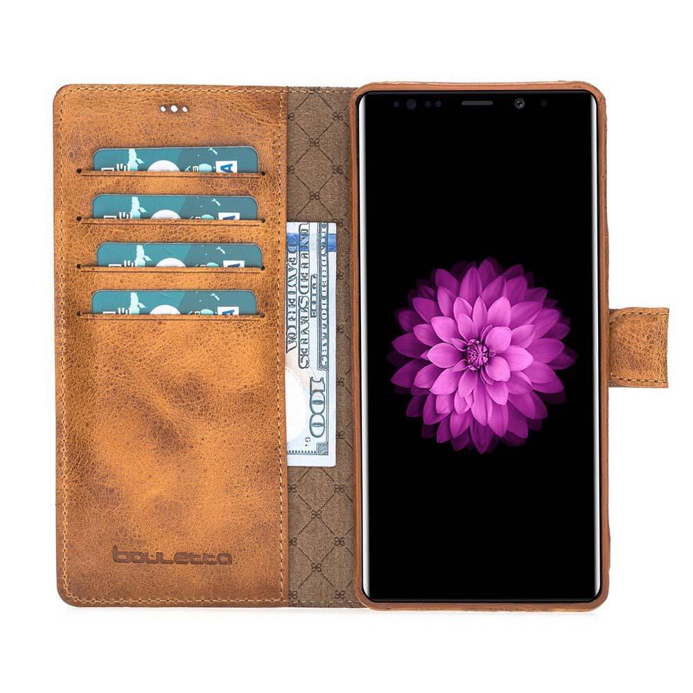 Ultra Magnetic Abnehmbare Leder Mappen Kasten für Samsung Anmerkung 9 Pflanzlich Bräunen mit Vene