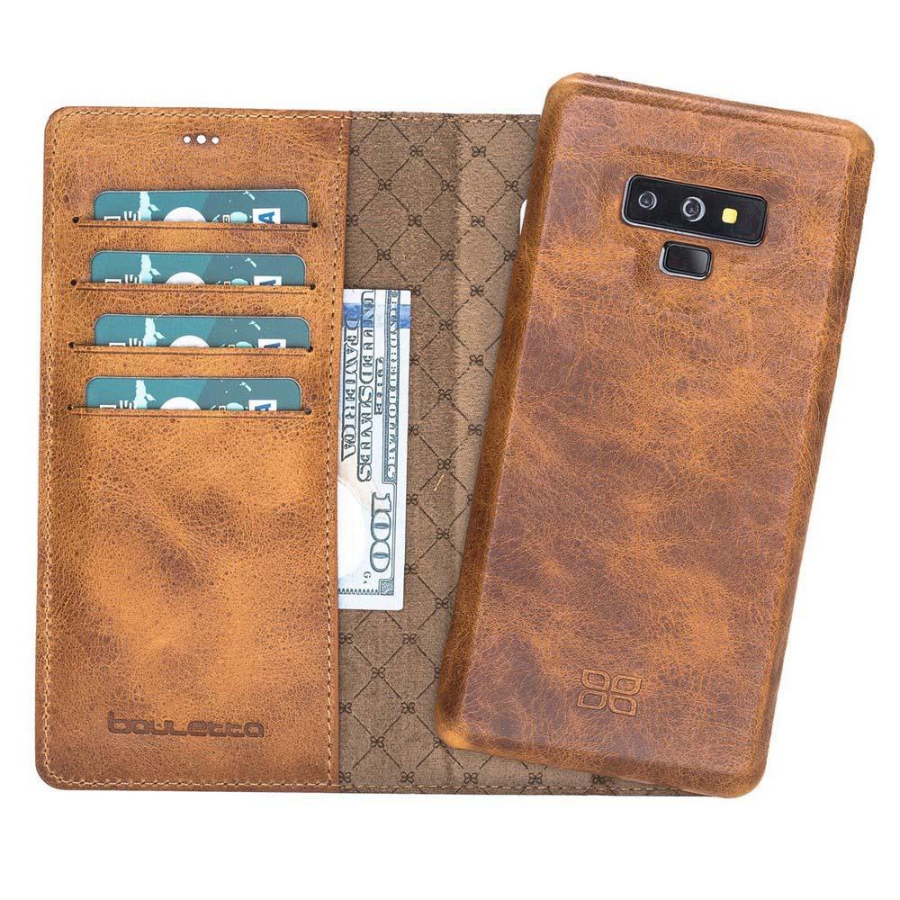 Ultra Magnetic Abnehmbare Leder Mappen Kasten für Samsung Anmerkung 9 Pflanzlich Bräunen mit Vene