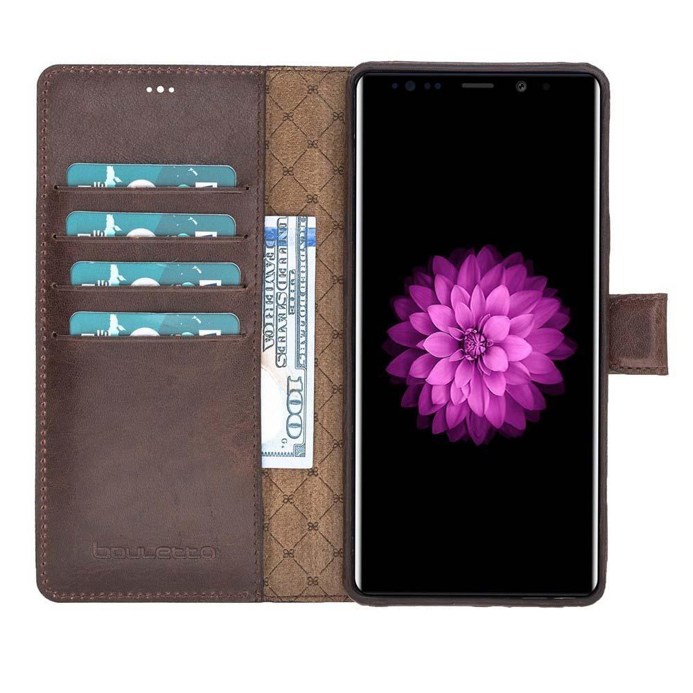 Ultra Magnetic Abnehmbare Leder Mappen Kasten für Samsung Anmerkung 9 Pflanzlich Braun