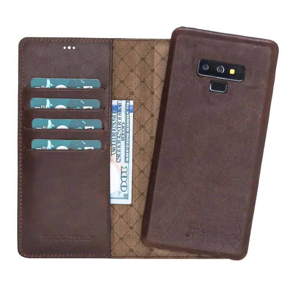 Ultra Magnetic Abnehmbare Leder Mappen Kasten für Samsung Anmerkung 9 Pflanzlich Braun