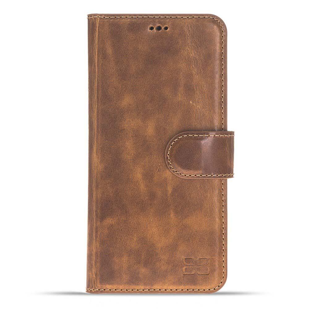 Magnetische Abnehmbare Leder Mappen Kasten für Samsung Galaxy S9 in Vegetal Tan