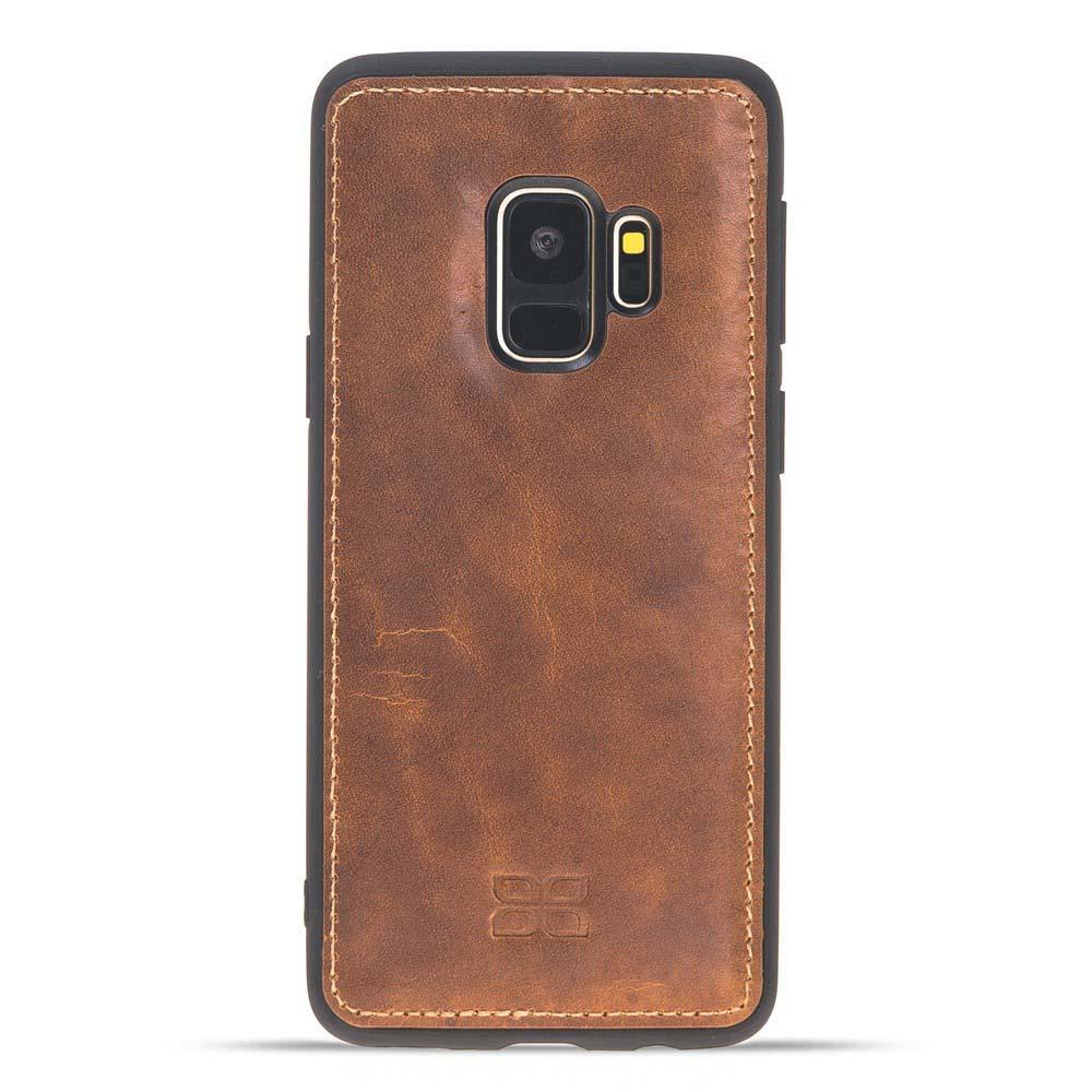Magnetische Abnehmbare Leder Mappen Kasten für Samsung Galaxy S9 in Vegetal Tan