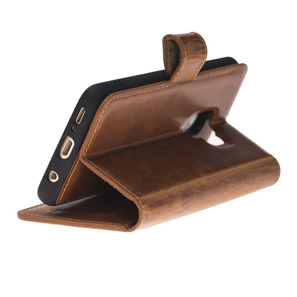 Magnetische Abnehmbare Leder Mappen Kasten für Samsung Galaxy S9 in Vegetal Tan