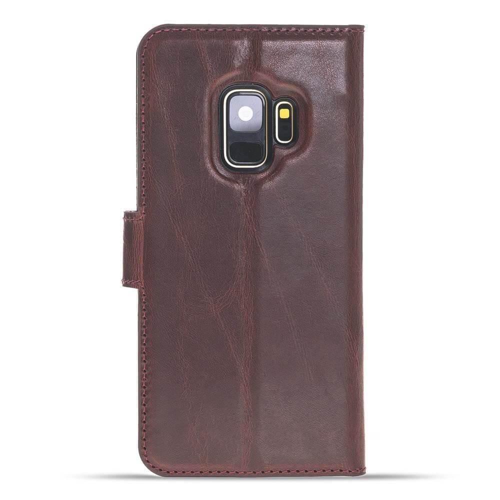 Magnetische Abnehmbare Leder Mappen Kasten für Samsung Galaxy S9 in Vegetal Bordeaux