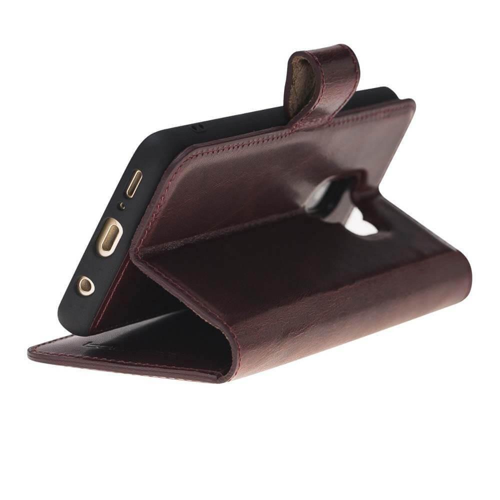 Magnetische Abnehmbare Leder Mappen Kasten für Samsung Galaxy S9 in Vegetal Bordeaux