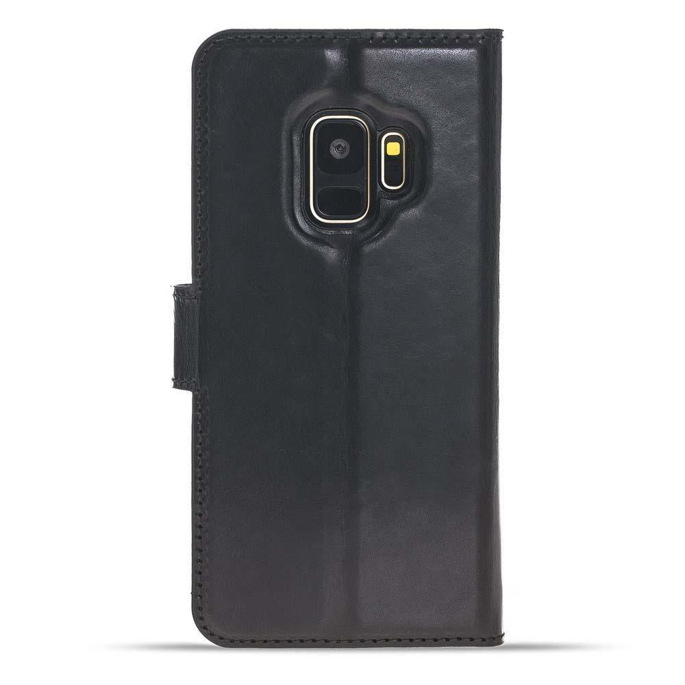 Magnetische Abnehmbare Leder Mappen Kasten für Samsung Galaxy S9 in Vegetal Schwarz