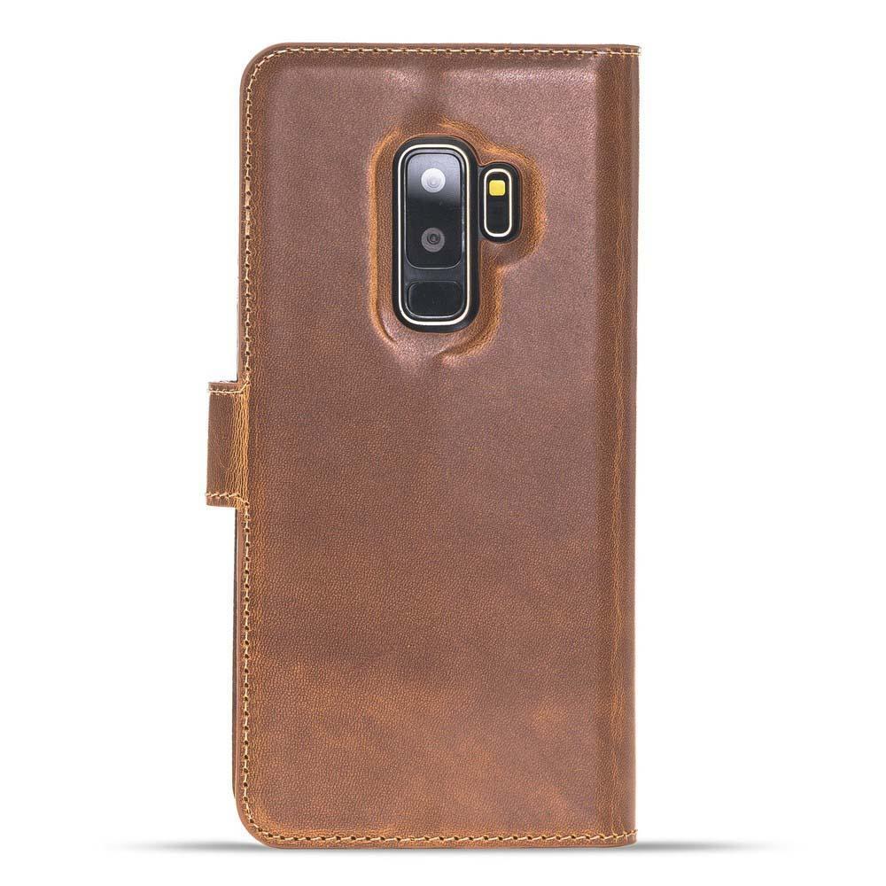 Magnetische Abnehmbare Leder Mappen Kasten für Samsung Galaxy S9 PLUS in Vegetal Tan
