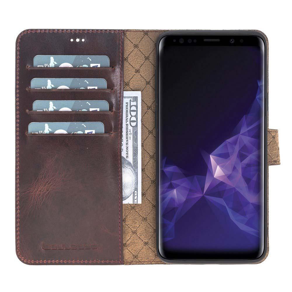 Magnetische Abnehmbare Leder Mappen Kasten für Samsung Galaxy S9 PLUS in Vegetal Bordeaux