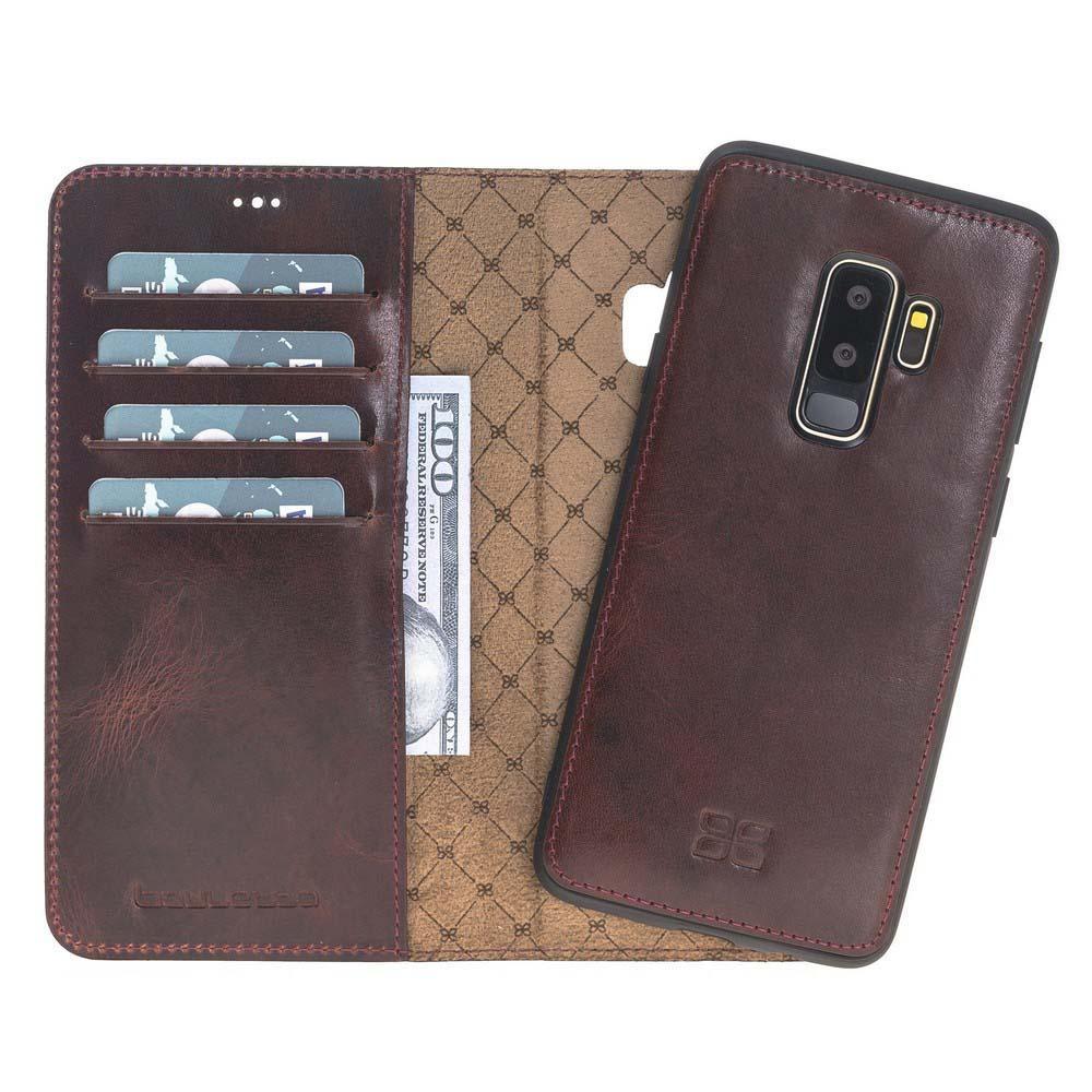 Magnetische Abnehmbare Leder Mappen Kasten für Samsung Galaxy S9 PLUS in Vegetal Bordeaux