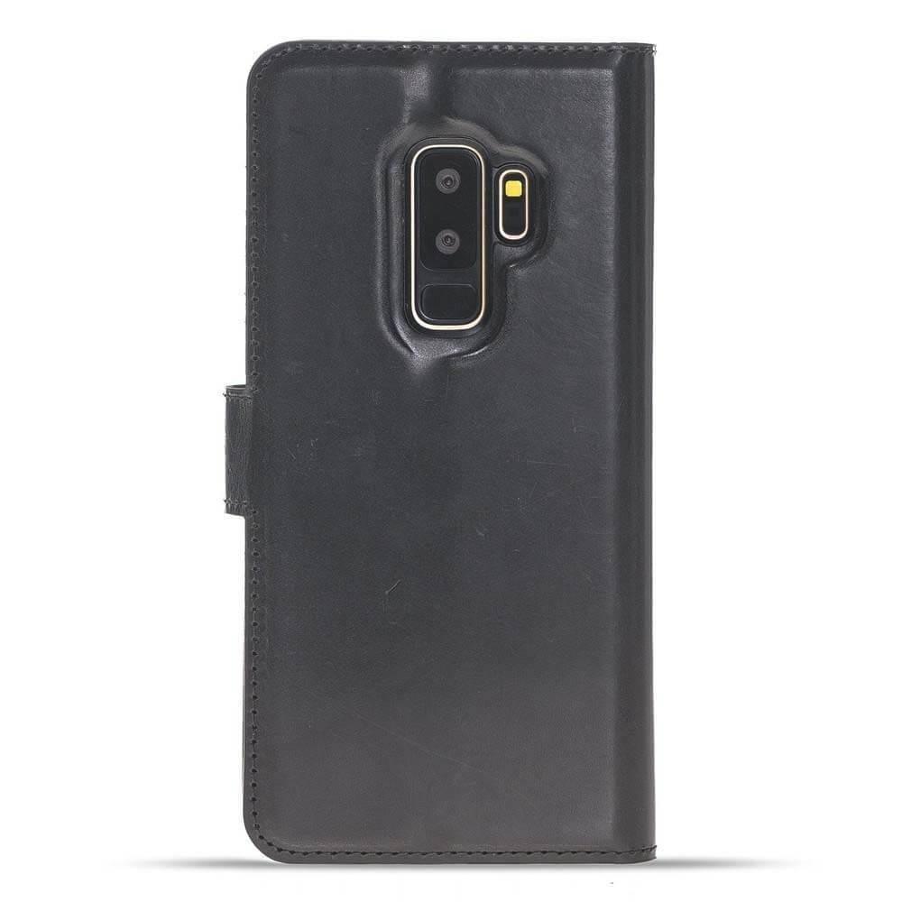 Magnetische Abnehmbare Leder Mappen Kasten für Samsung Galaxy S9 PLUS in Vegetal Schwarz