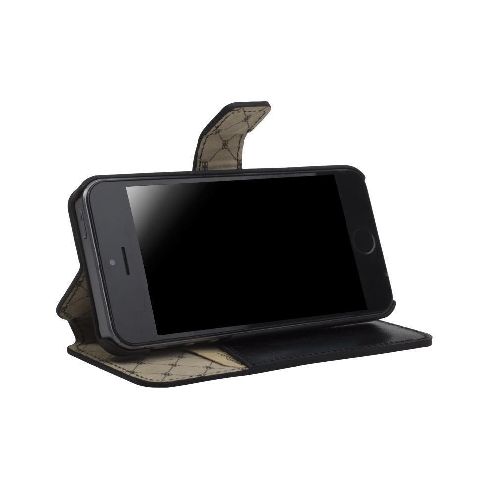 Mappen Kasten für Apple iPhone 5 / 5S / SE Saffiano Schwarz