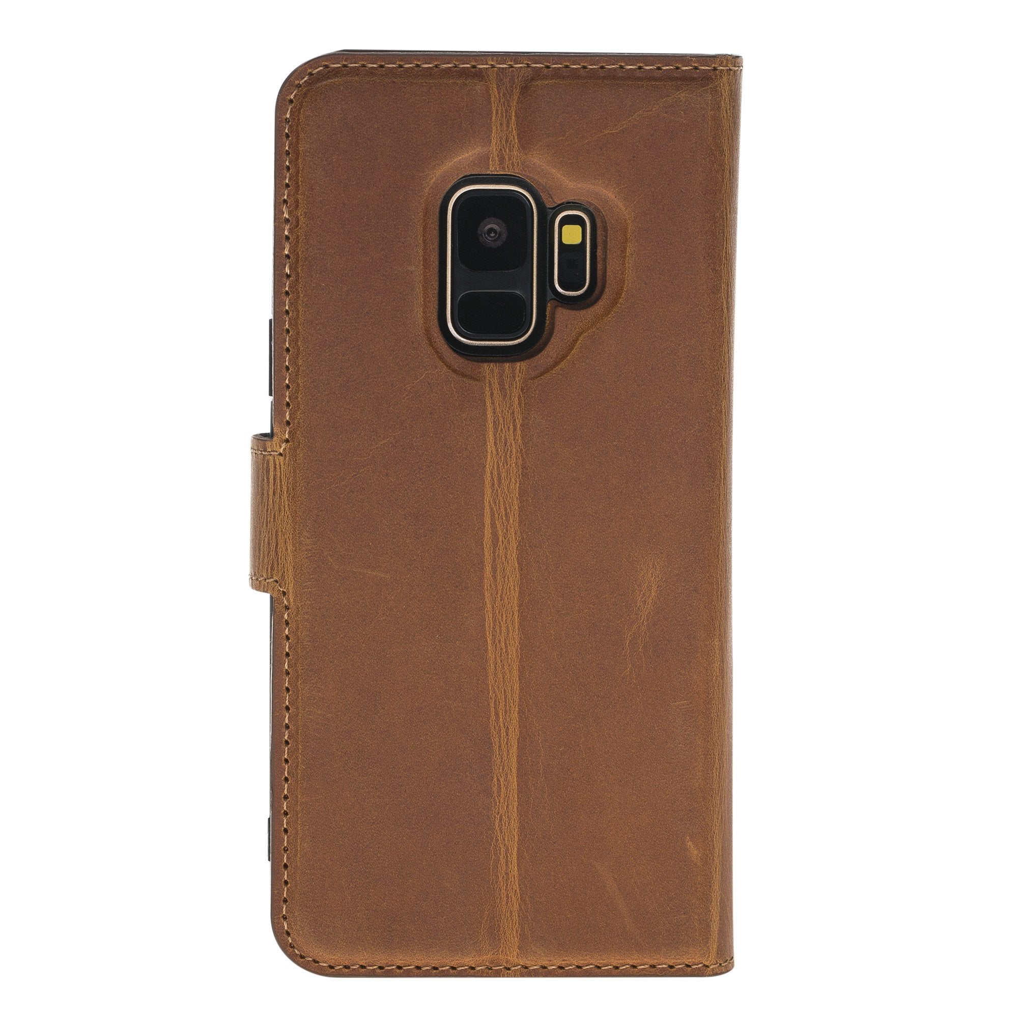 Magnetischer Ledertasche für Samsung Galaxy S9 in Antik Kamel