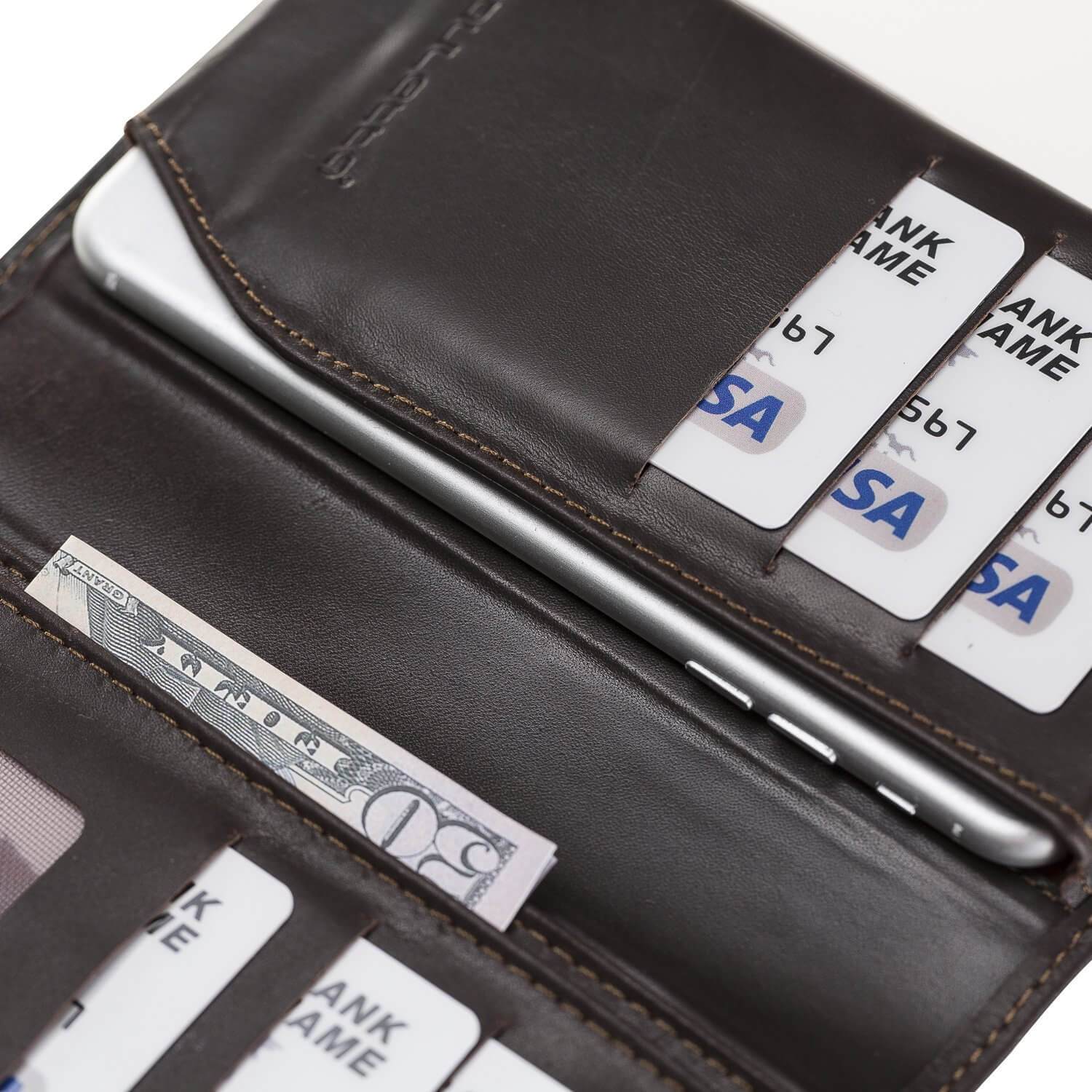 Premium Leder Brieftasche für Smartphones bis zu 5,7 Zoll