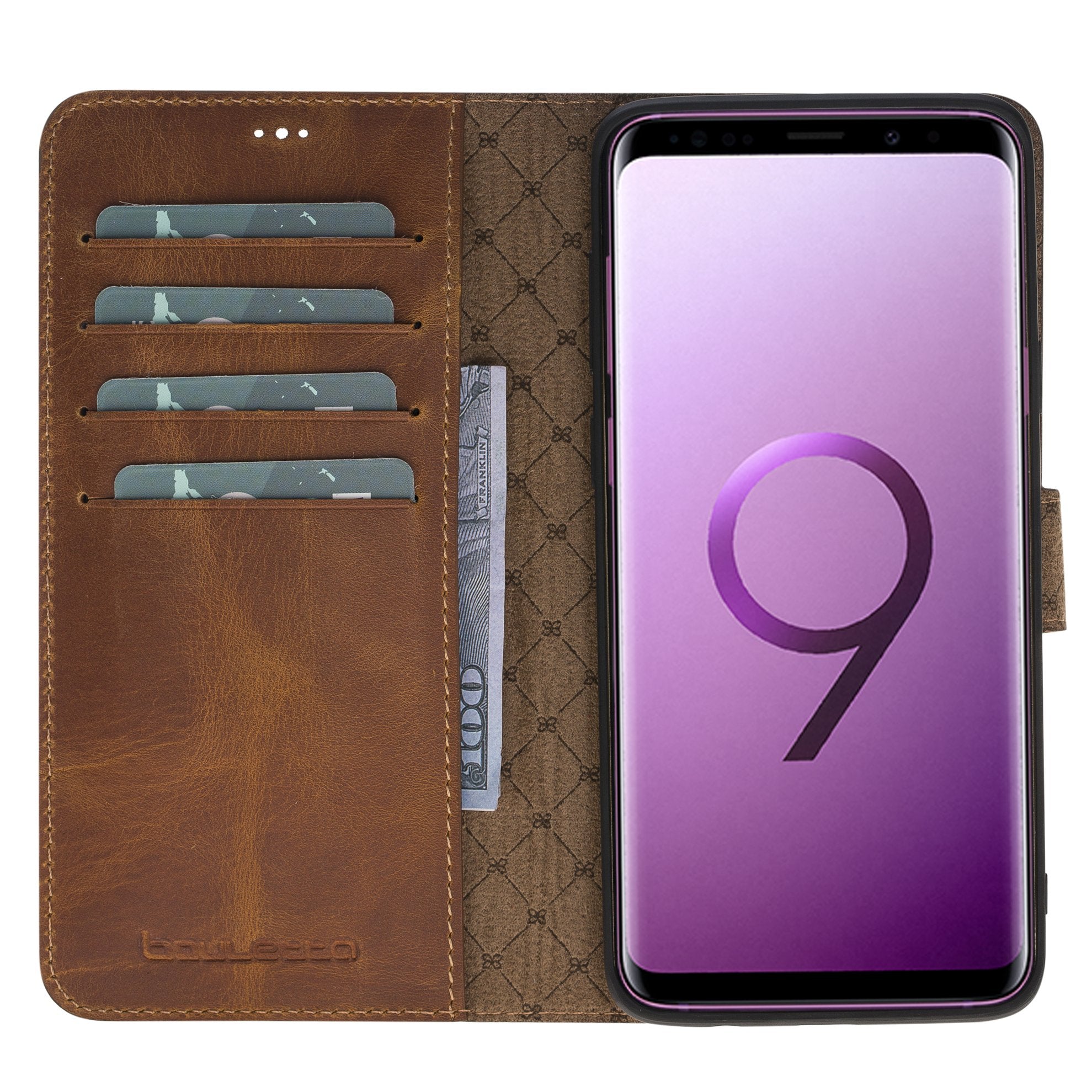 Magnetische abnehmbare Leder Geldbörse für Samsung Galaxy S9 Plus - Antike Beige