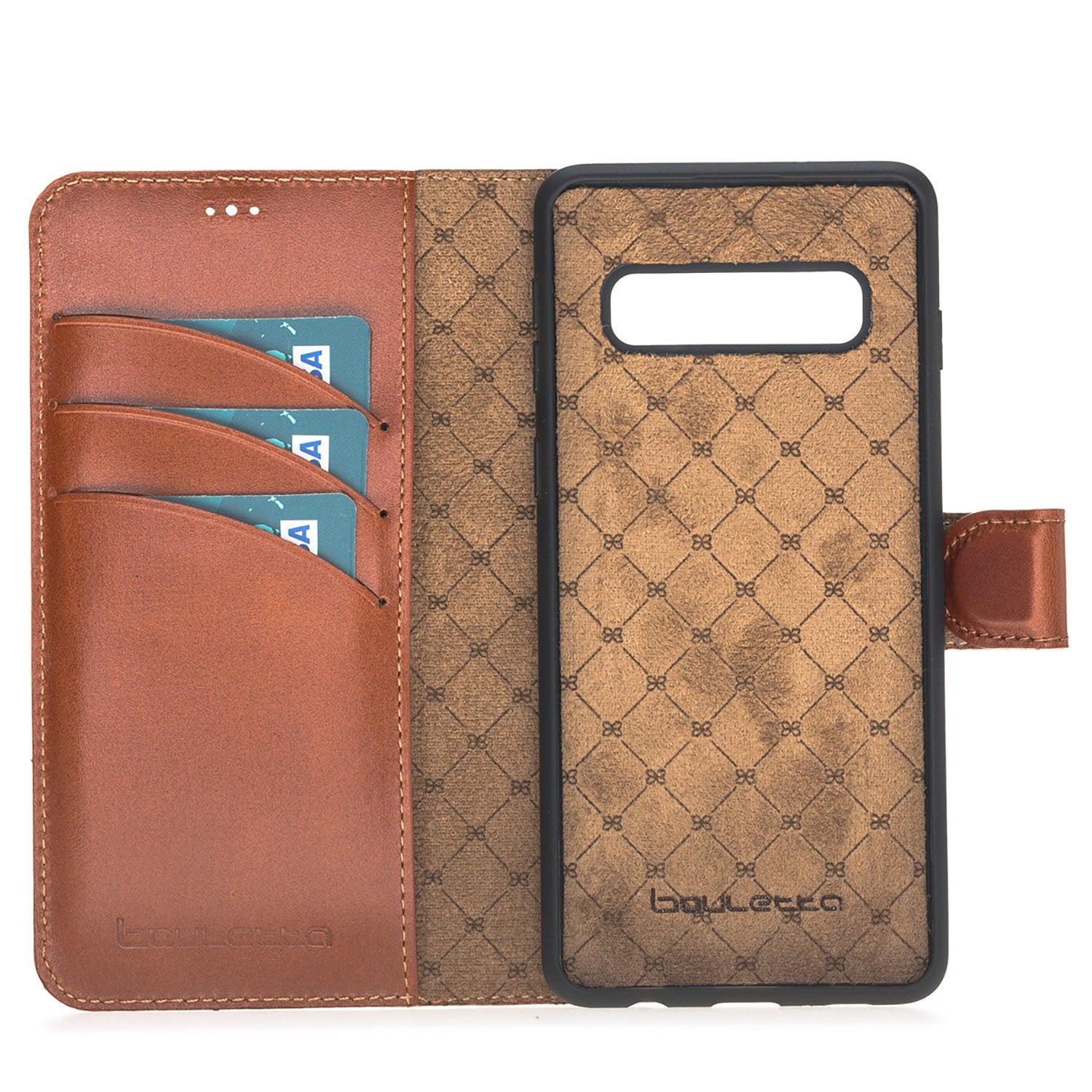 Magnetische abnehmbare Leder Geldbörse für Samsung Galaxy S10 Plus - Rostig Bräune mit Effekt
