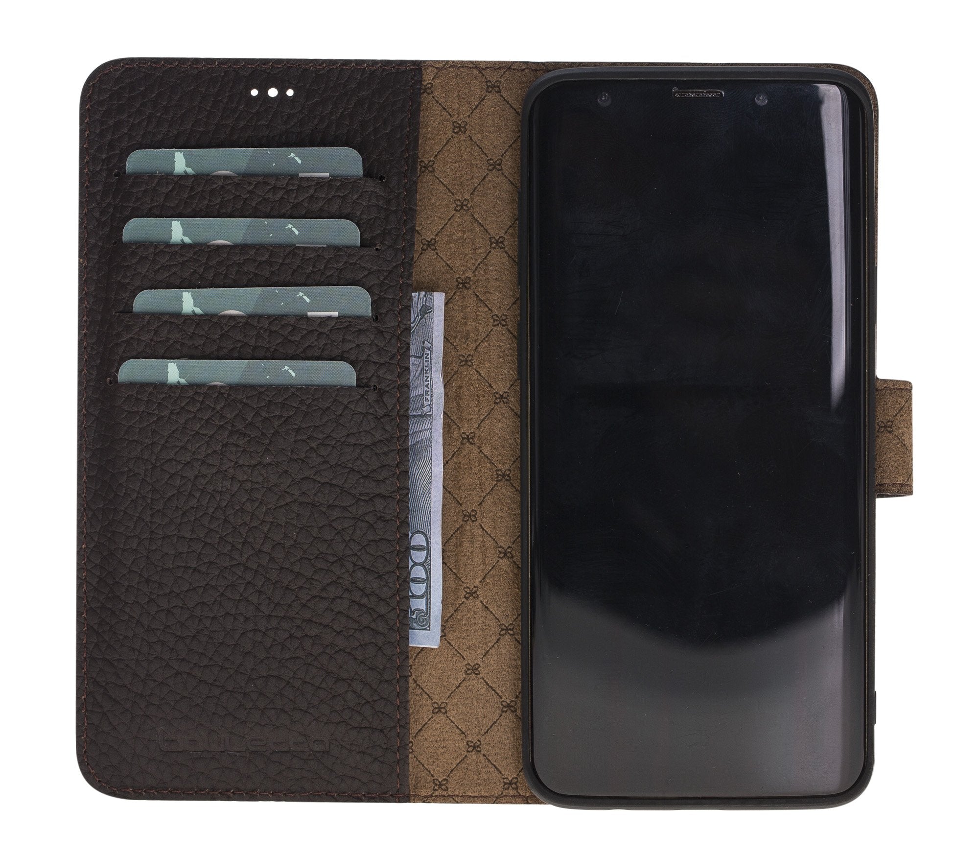 Magnetische abnehmbare Leder Geldbörse für Samsung Galaxy S9 Plus - Braun