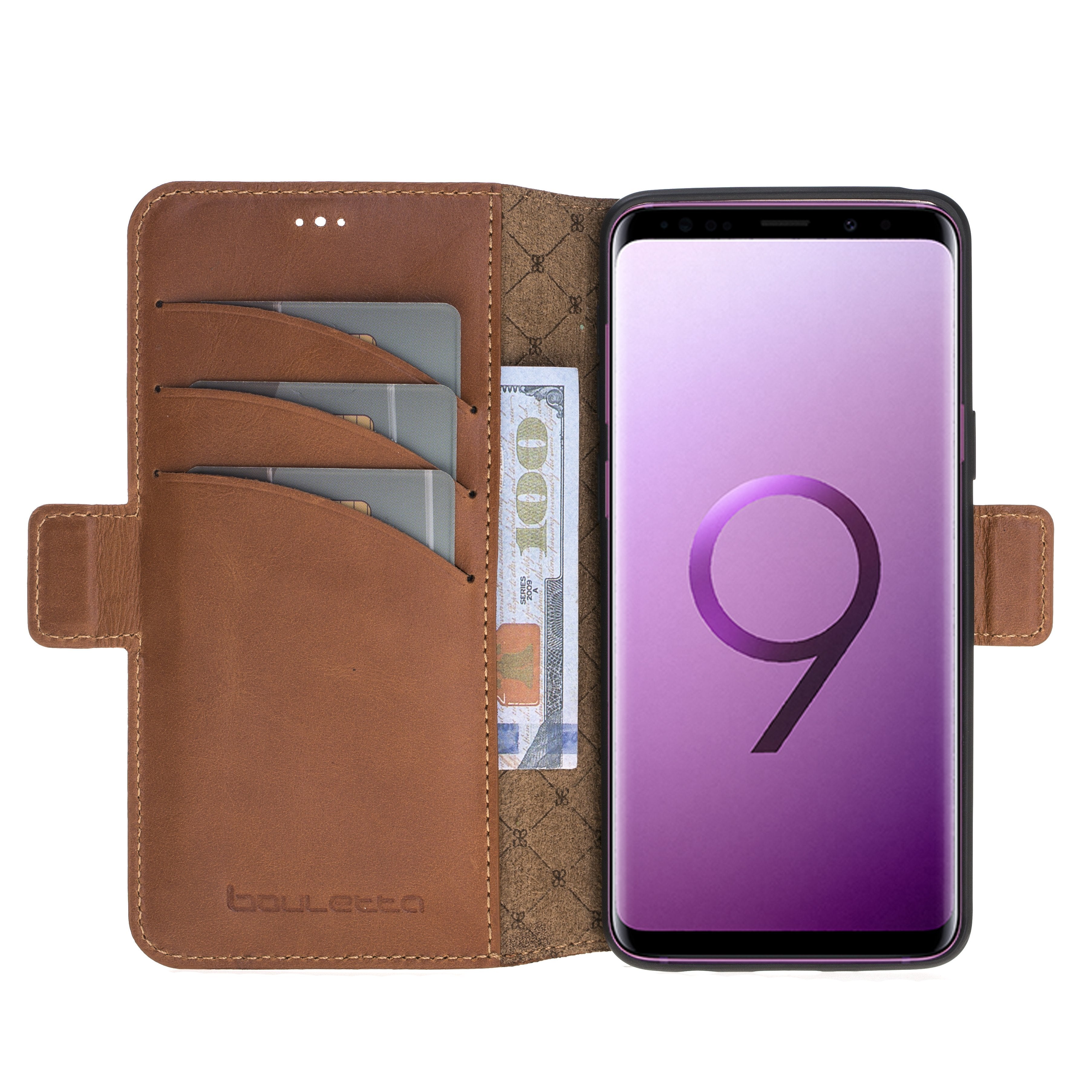 Geldbörse Ledertasche New Edition mit ID - Slot für Samsung Galaxy S9 - Rustic Tan