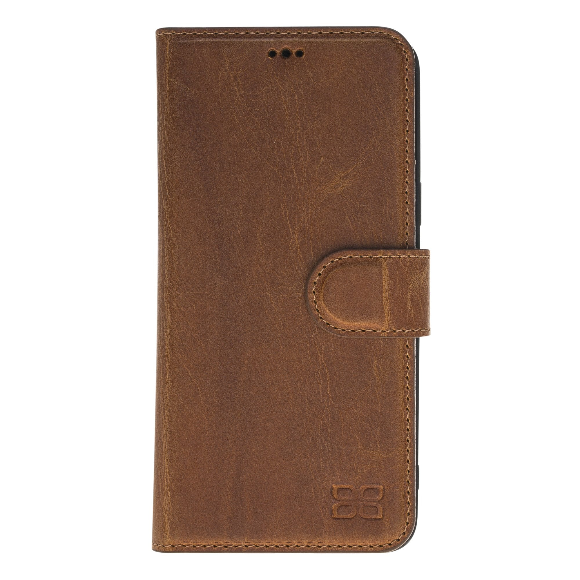 Magnetischer Ledertasche für Samsung Galaxy S9 in Antik Kamel