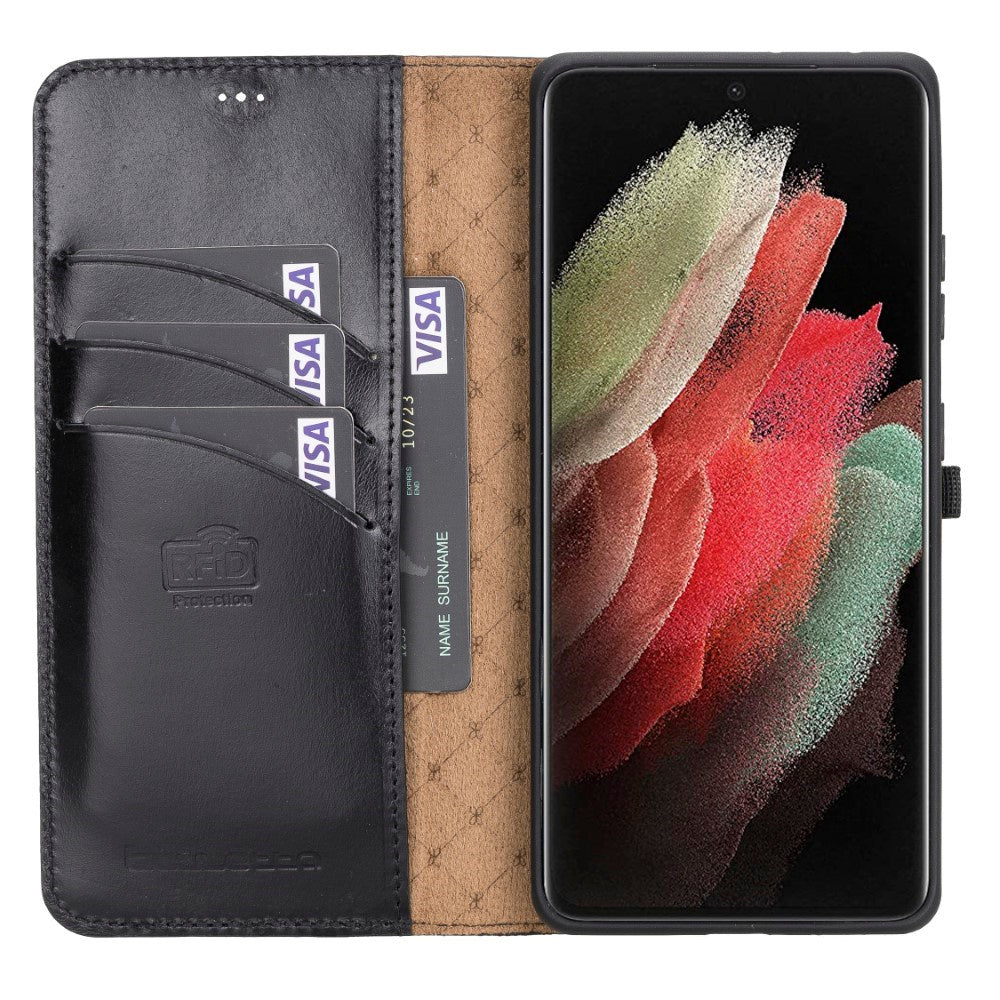 Premium Leder Wallet Etui für Samsung Galaxy S21 Serie