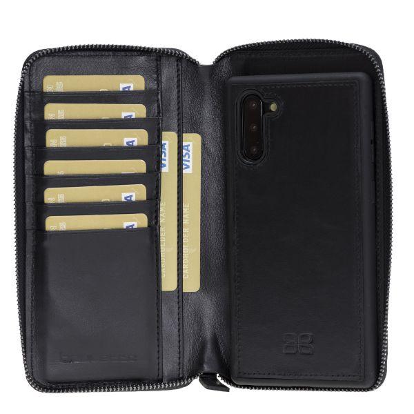 Samsung Galaxy Note 10 Pouch Magnetic Detachable Leather Wallet Case - Black