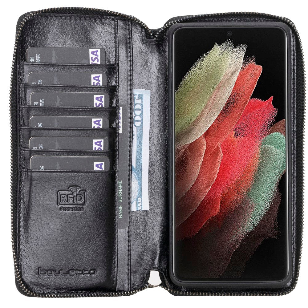 Samsung Galaxy S21 Serie Bouletta magnetisch abnehmbare Pouch Lederhülle