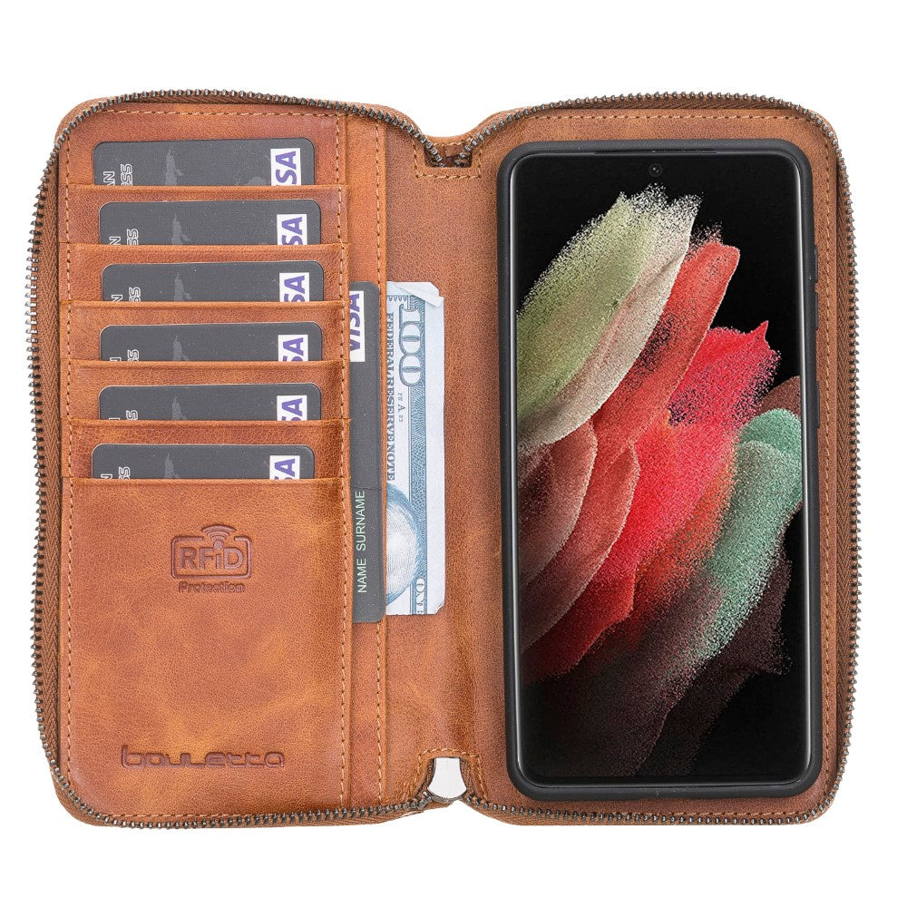Samsung Galaxy S21 Serie Bouletta magnetisch abnehmbare Pouch Lederhülle
