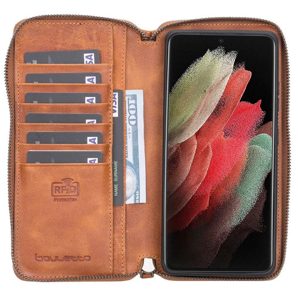 Samsung Galaxy S21 Serie Bouletta magnetisch abnehmbare Pouch Lederhülle