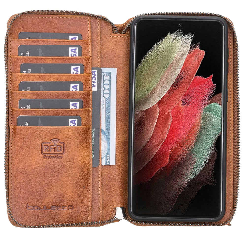 Samsung Galaxy S21 Serie Bouletta magnetisch abnehmbare Pouch Lederhülle
