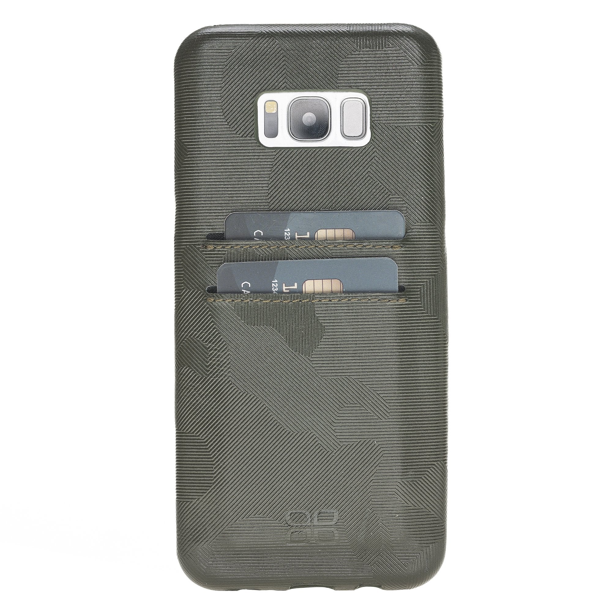 Leder Ultra Hülle mit Kreditkartenfächern für Samsung S8 Plus - Camouflage Schwarz
